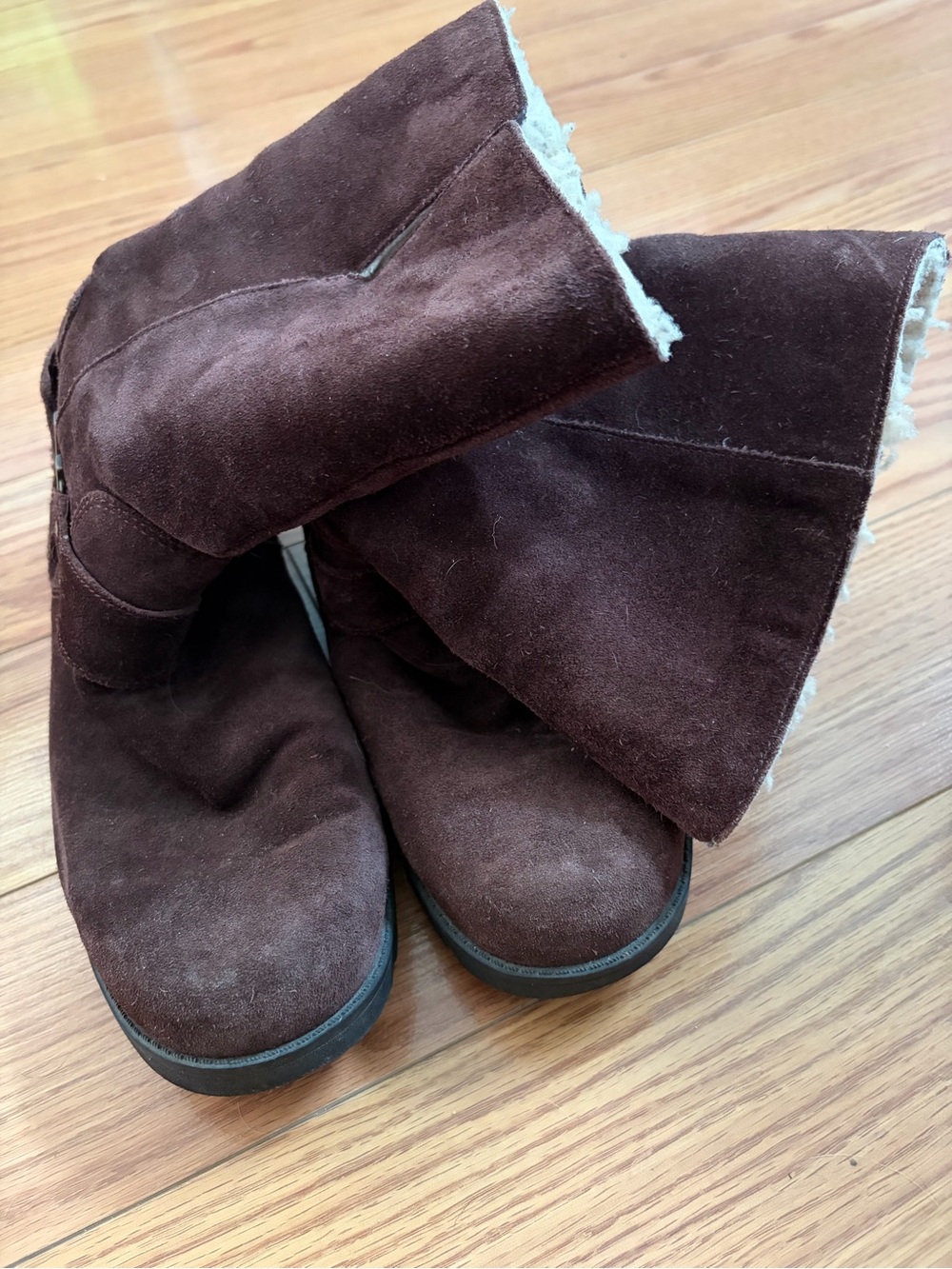 UGG Dark Brown Suede Shearling Boots
